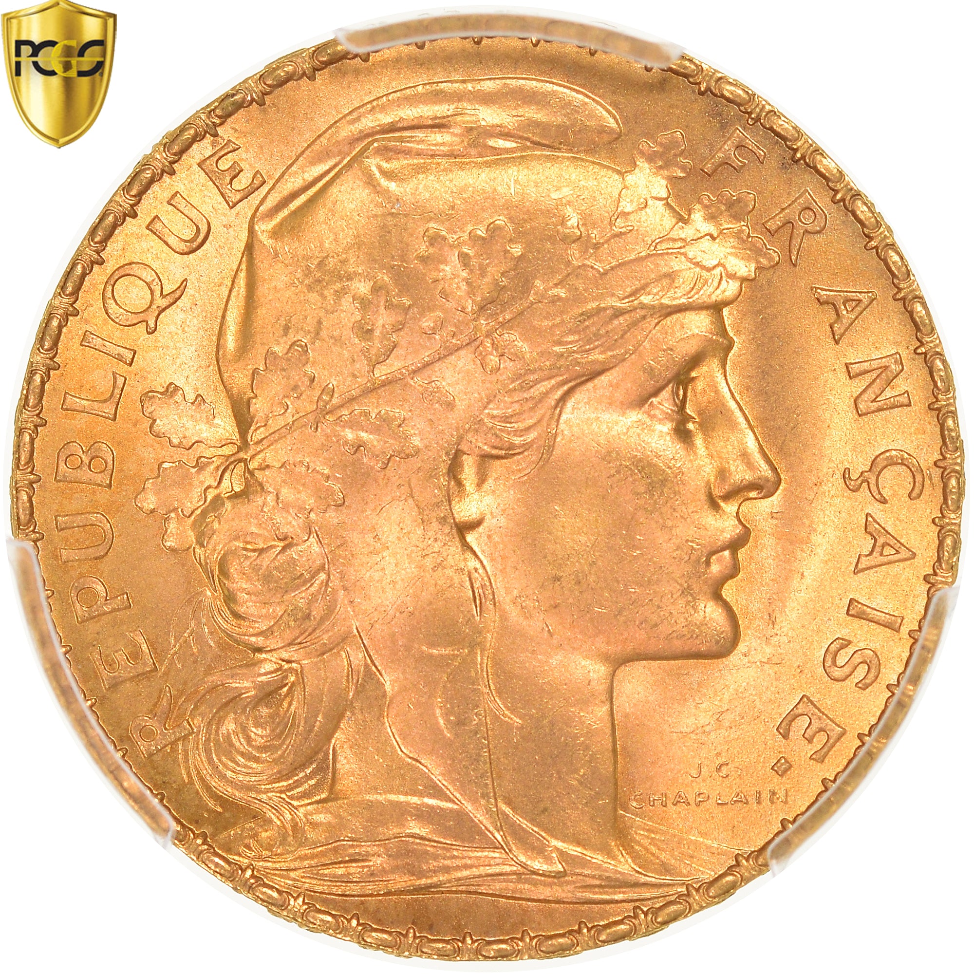 Coin, France, Marianne, 20 Francs, 1910, Paris, PCGS, MS66+, MS(65-70), Gold