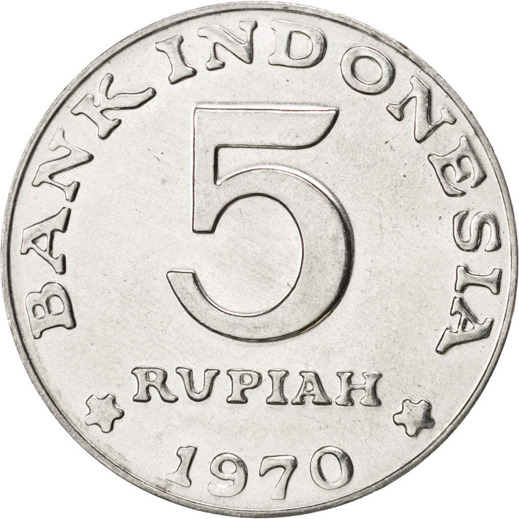 INDONESIA, 5 Rupiah, 1970, KM #22, MS(63), Aluminum, 28, 3.04