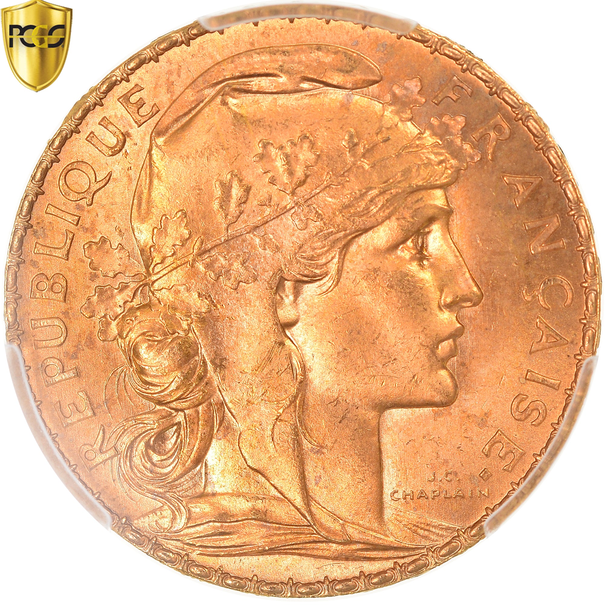 Coin, France, Marianne, 20 Francs, 1912, PCGS, MS66, MS(65-70), Gold, KM:857