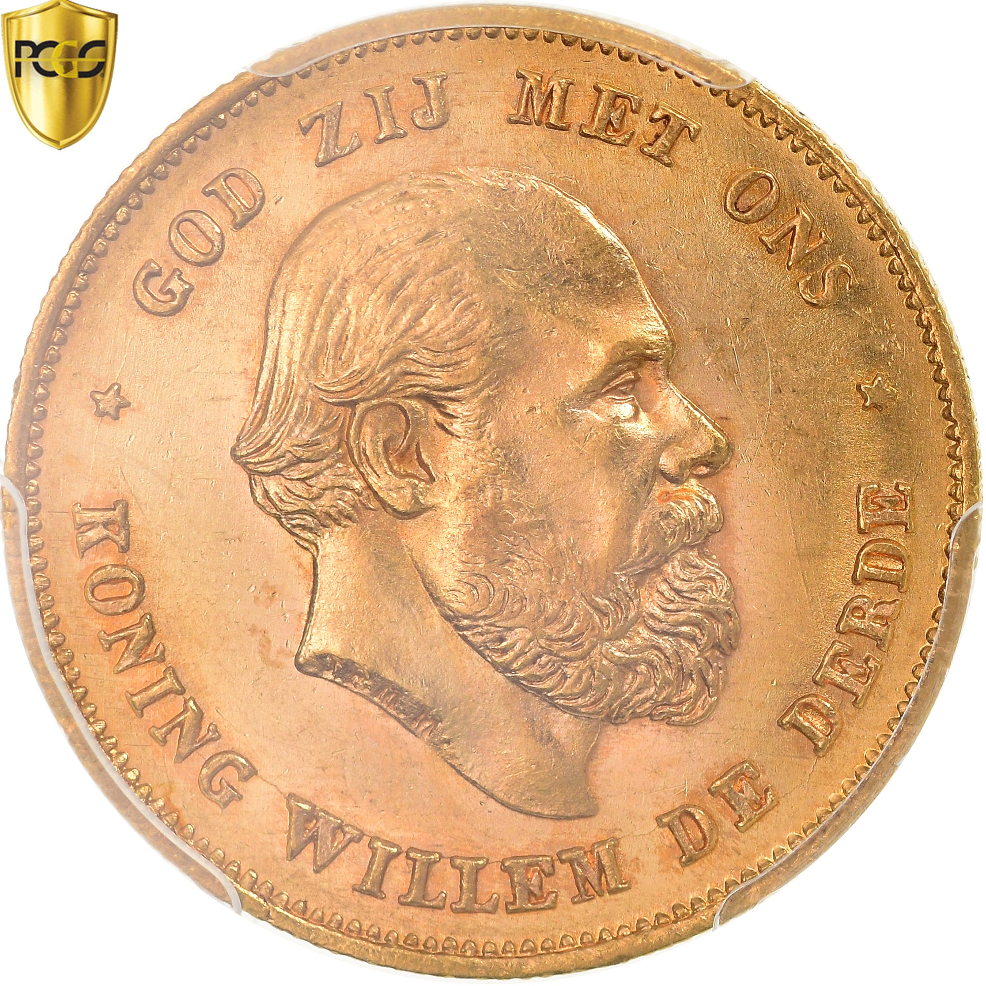 Coin, Netherlands, William III, 10 Gulden, 1875, Utrecht, PCGS, MS63, MS(63)
