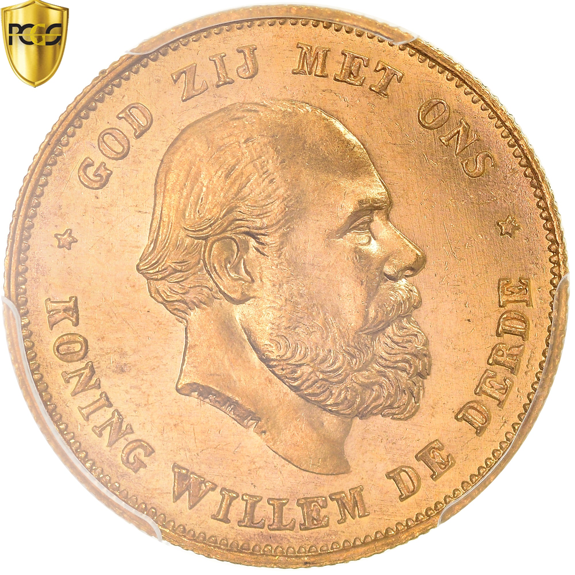 Coin, Netherlands, William III, 10 Gulden, 1875, Utrecht, PCGS, MS67, MS(65-70)