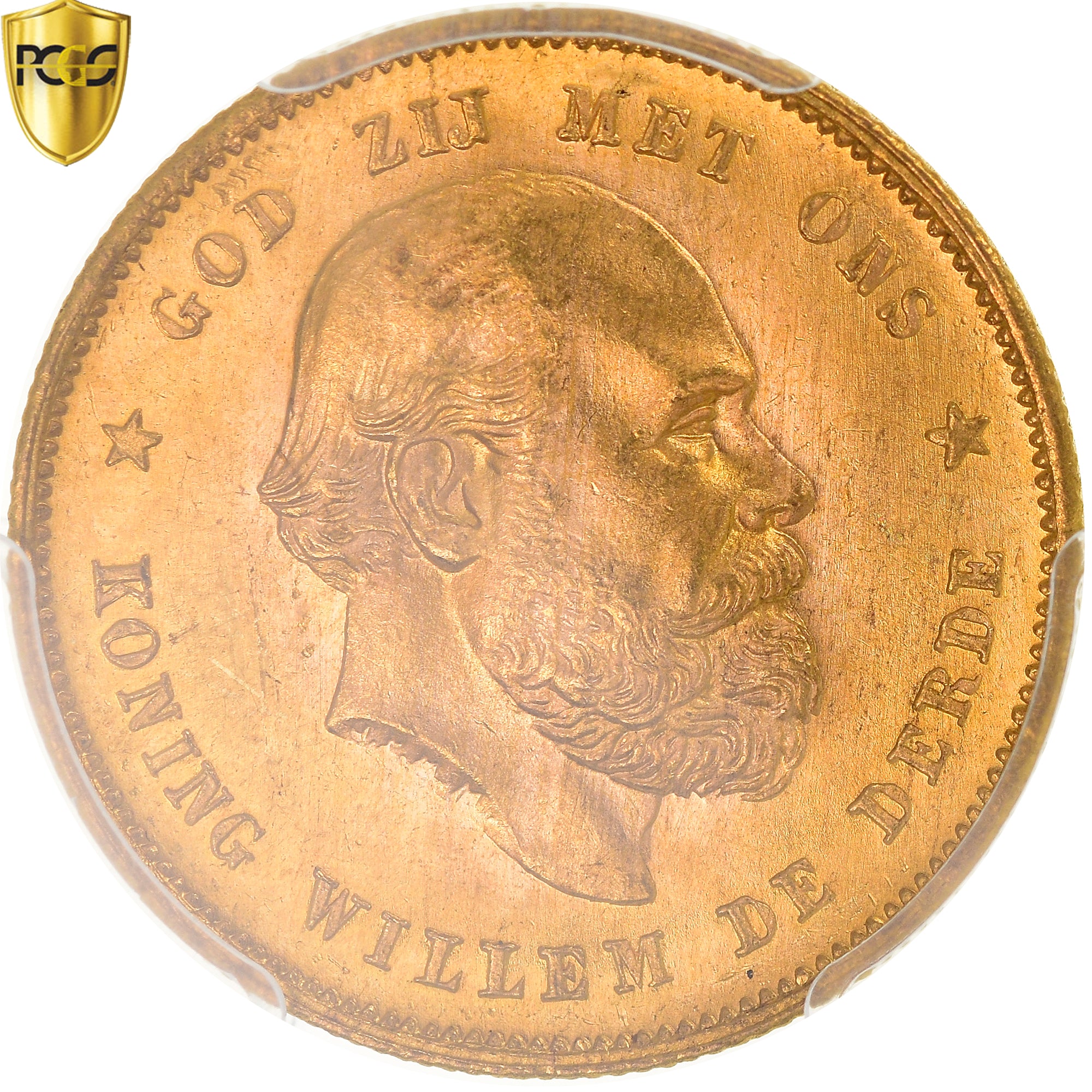 Coin, Netherlands, William III, 10 Gulden, 1879, Utrecht, PCGS, MS67, MS(65-70)