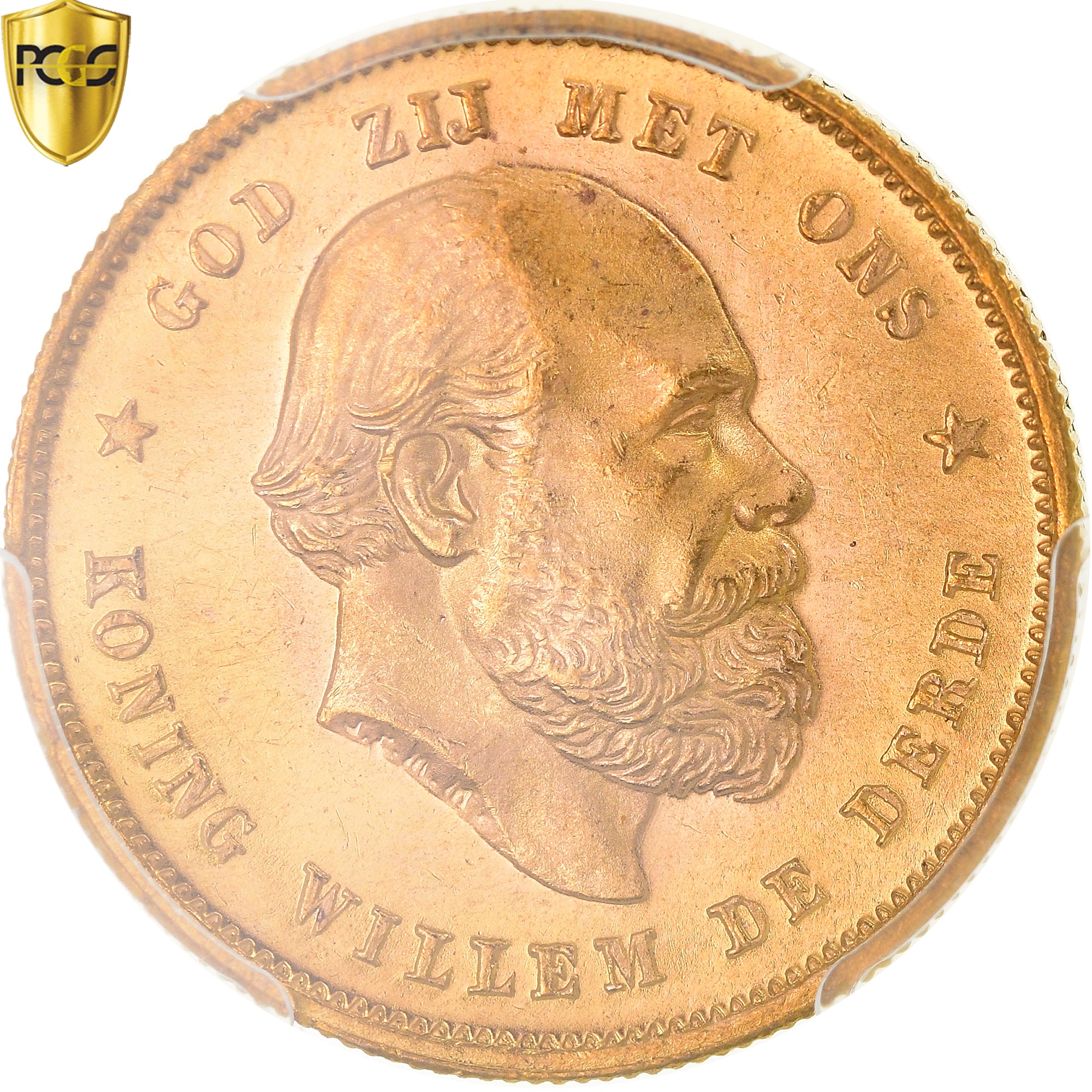Coin, Netherlands, William III, 10 Gulden, 1885, Utrecht, PCGS, MS66, MS(65-70)