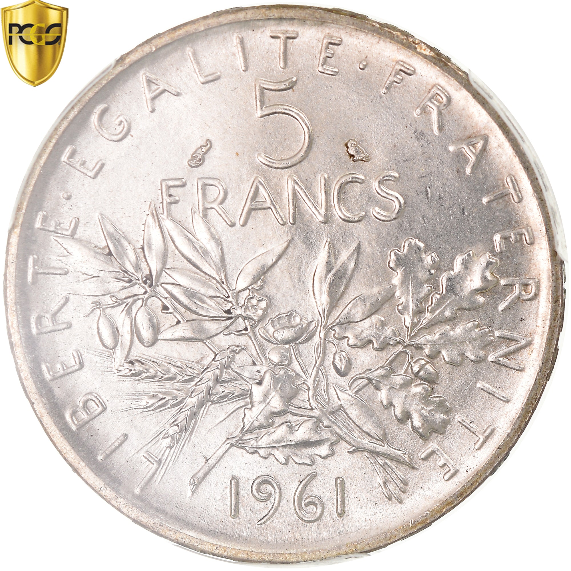 Coin, France, Semeuse, 5 Francs, 1961, Paris, PCGS, MS64, MS(64), Silver