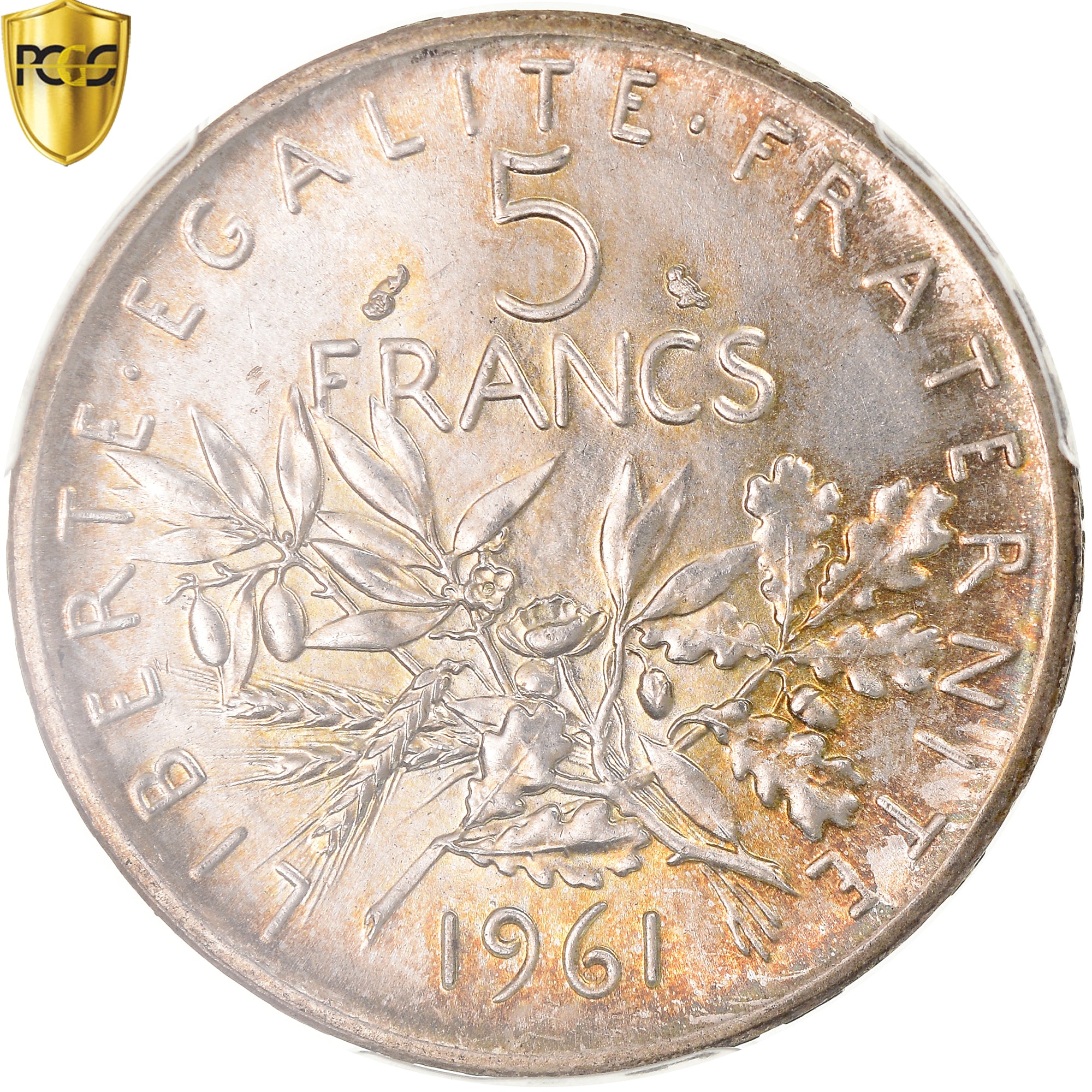 Coin, France, Semeuse, 5 Francs, 1961, Paris, PCGS, MS64, MS(64), Silver