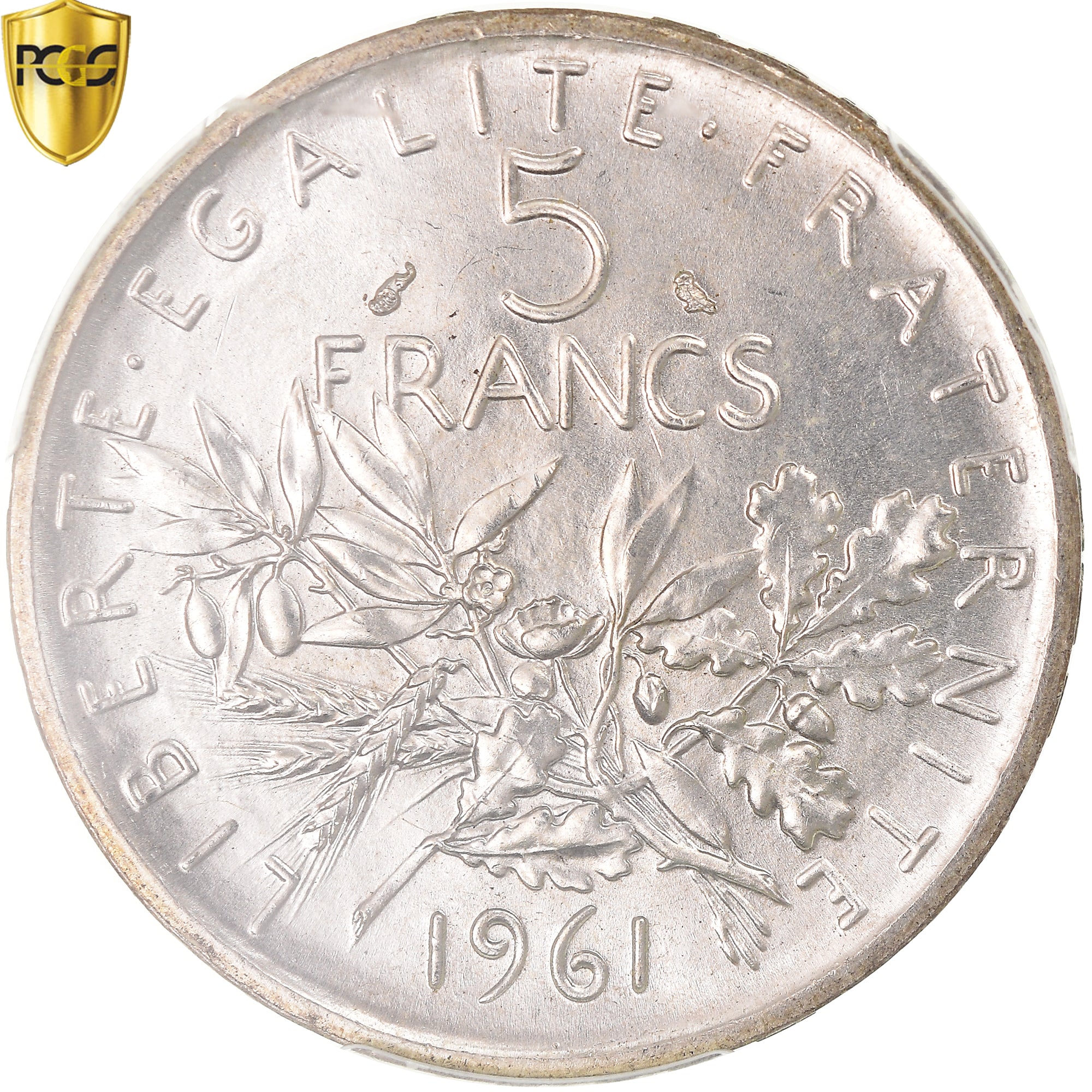 Monnaie, France, Semeuse, 5 Francs, 1961, Paris, PCGS, MS66, FDC, Argent