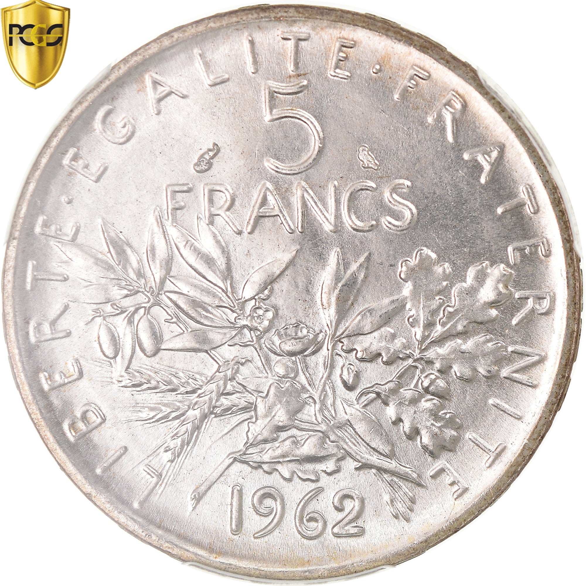 Coin, France, Semeuse, 5 Francs, 1962, Paris, PCGS, MS65, MS(65-70), Silver