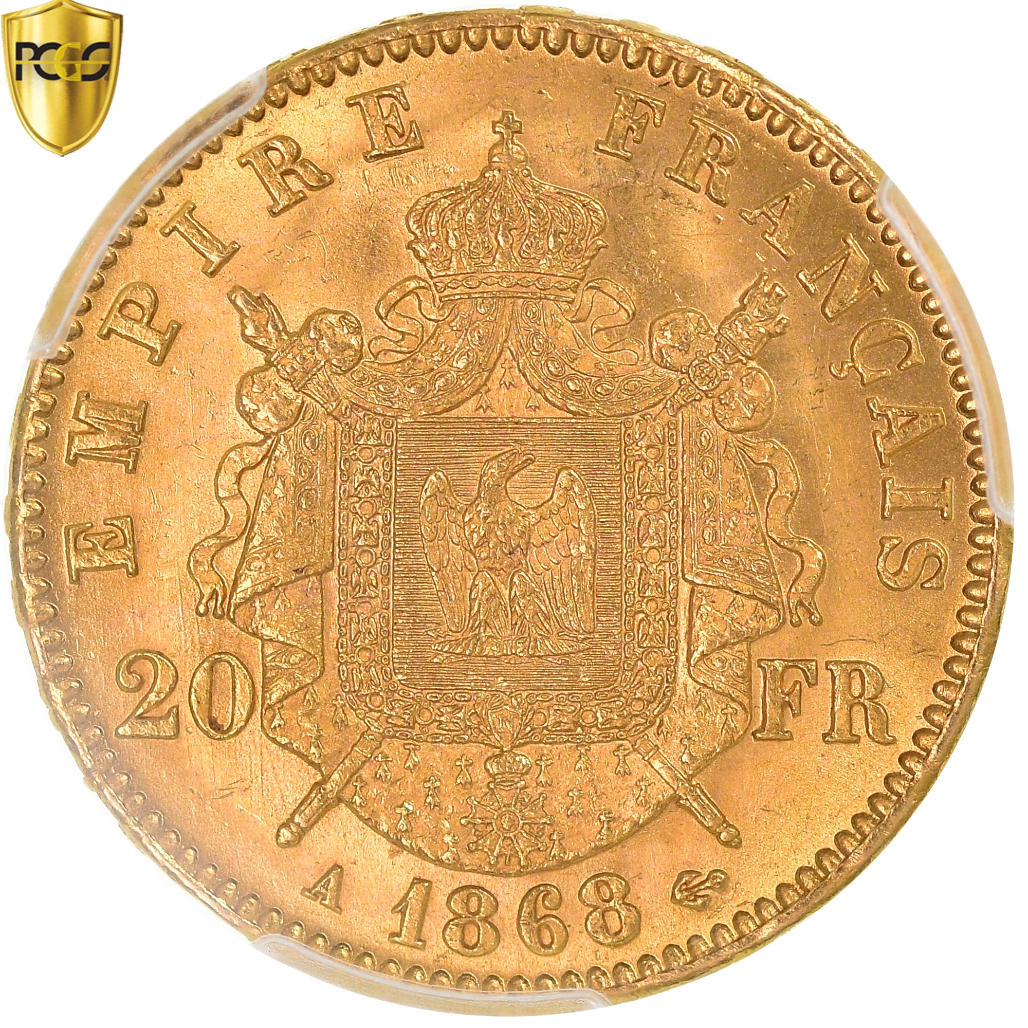 Monnaie, France, Napoleon III, 20 Francs, 1868, Paris, PCGS, MS63, SPL, Or