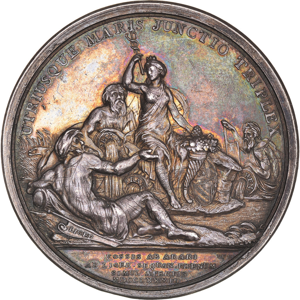 Francia, medaglia, Royal, Louis XVI, Le canal du Centre, 1783, Duvivier, SPL-