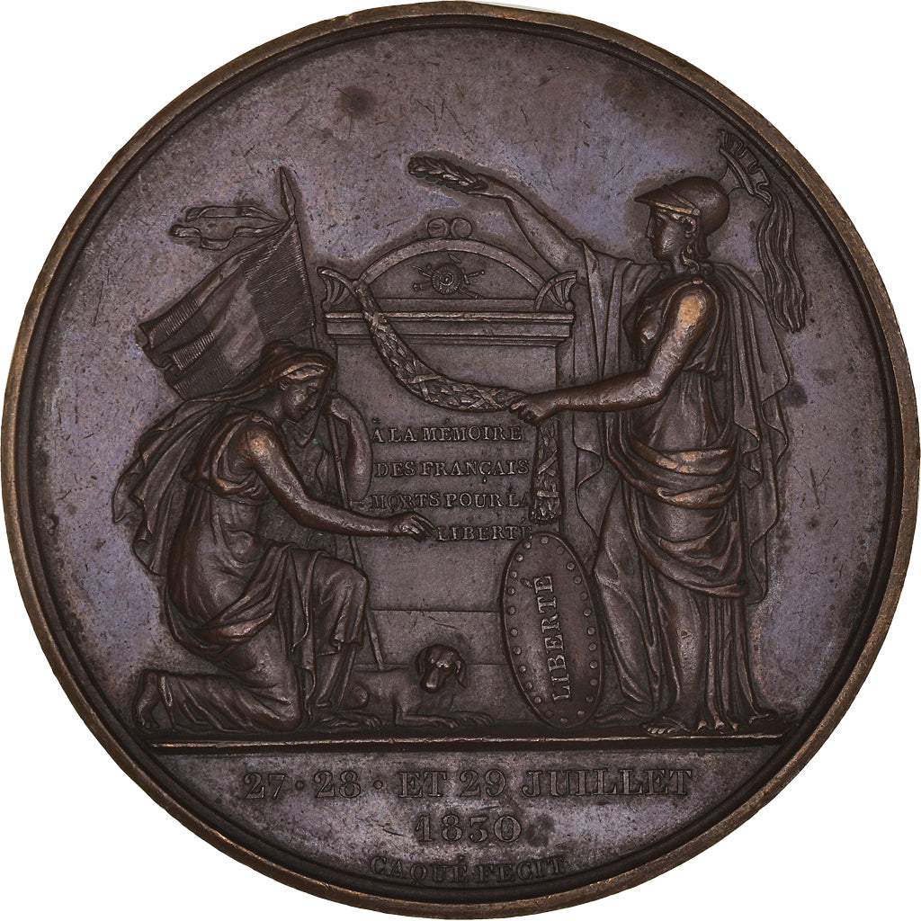 França, Medal, Les Trois Glorieuses et Casimir Delavigne, 1830, Caqué