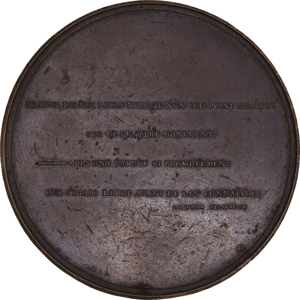 França, Medal, Les Trois Glorieuses et Casimir Delavigne, 1830, Caqué