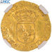 Coin, France, Louis XIII, 1/2 ECU D'or, 1629, Lyon, Double date, NGC, UNC