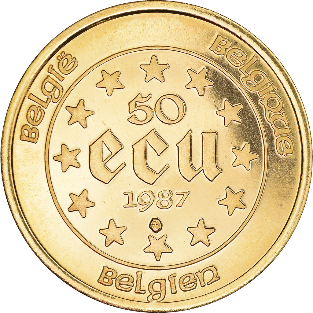Coin, Belgium, 50 Ecu, 1987, Brussels, MS(65-70), Gold, KM:167