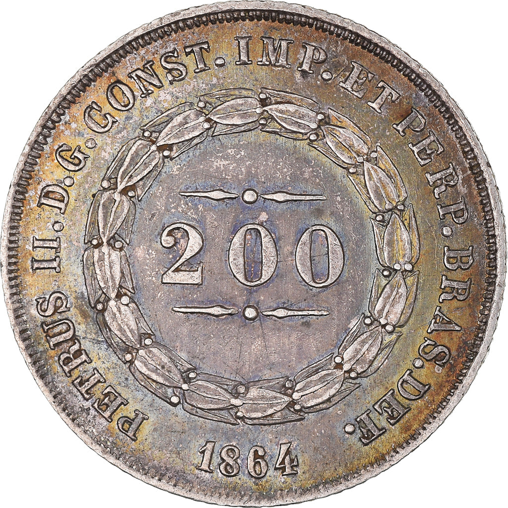 Monnaie, Brésil, Pedro II, 200 Reis, 1864, SUP, Argent, KM:469
