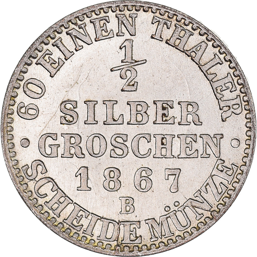 Coin, German States, PRUSSIA, Wilhelm I, 1/2 Neu-Groschen, 5 Pfennig, 1867