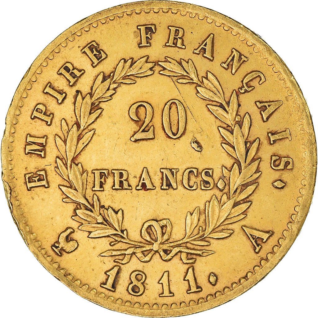 Moneta, Francia, Napoléon I, 20 Francs, 1811, Paris, BB+, Oro, KM:695.1