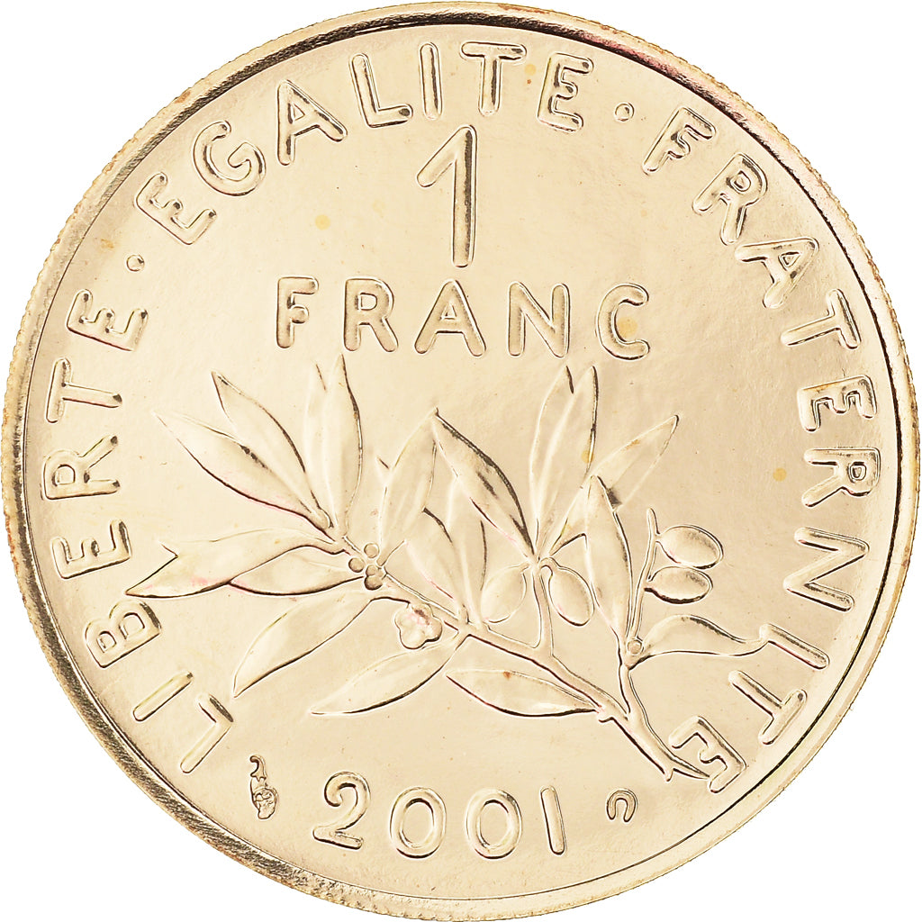 Moeda, França, Semeuse, Franc, 2001, Paris, MS(65-70), Dourado, KM:925.1a