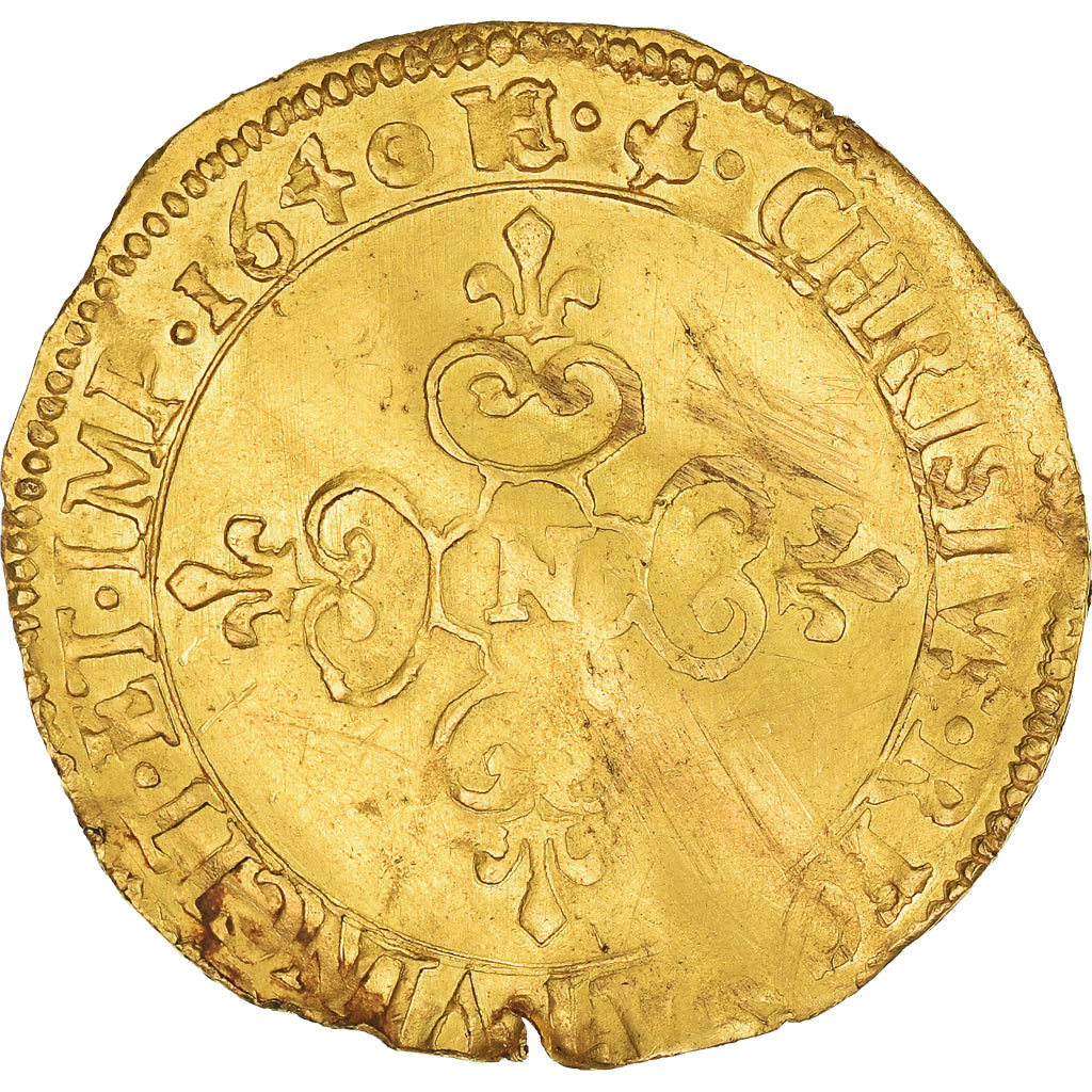 Monnaie, France, Louis XIII, Écu d'or au soleil, 1640, Montpellier, TB+, Or