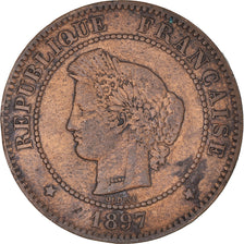 Coin, France, Cérès, 5 Centimes, 1897, Paris, faisceau, VF(20-25), Bronze