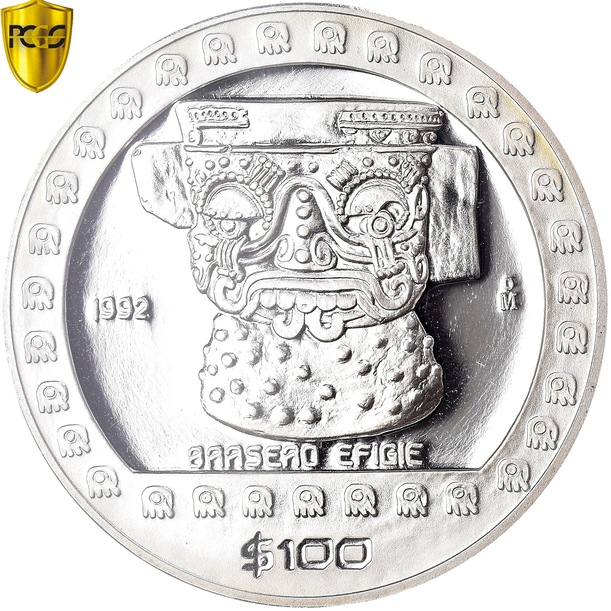 Coin, Mexico, Silver Oz, 100 Pesos, 1992, Mexico City, Proof, PCGS, PR68DCAM