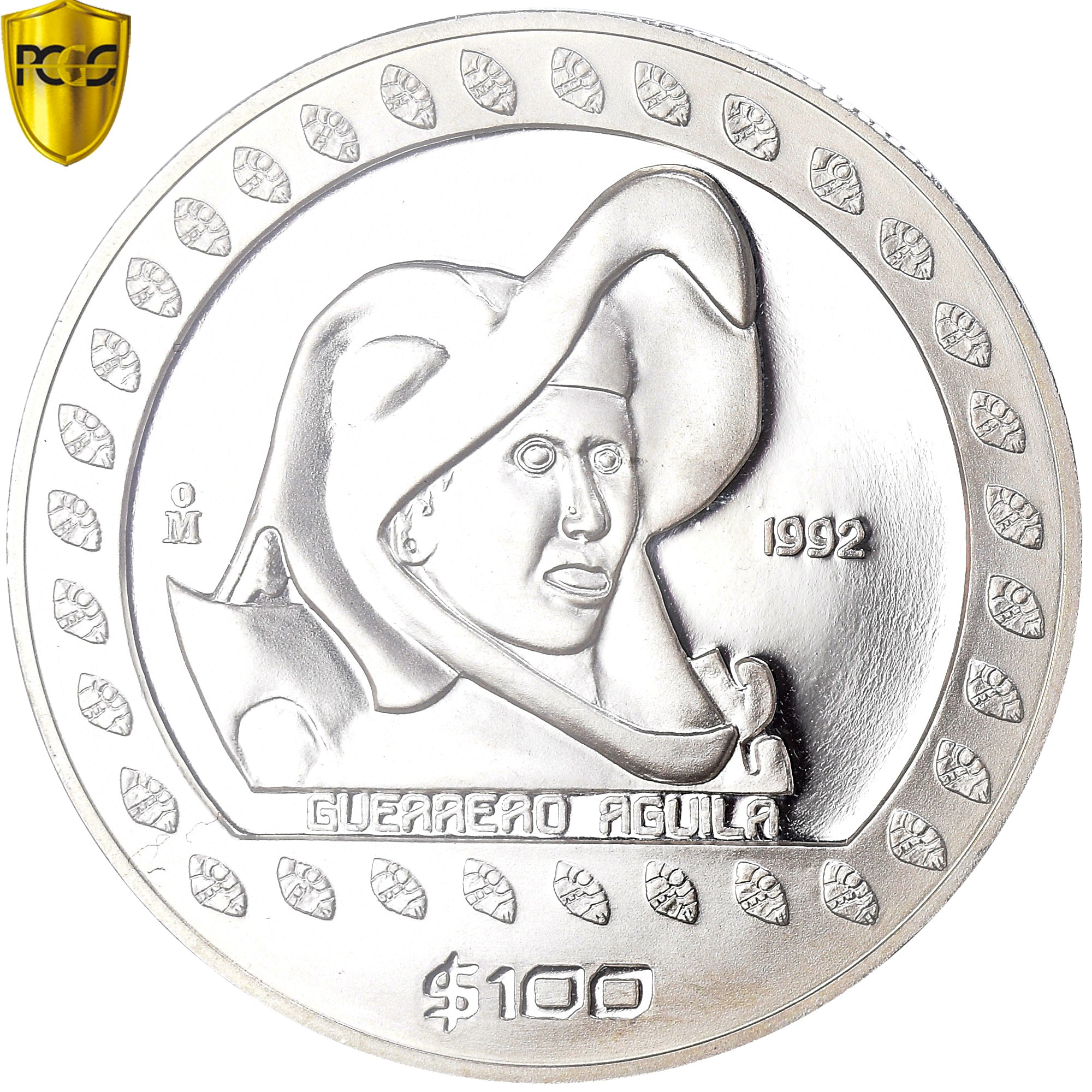Coin, Mexico, Silver Oz, 100 Pesos, 1992, Mexico City, Proof, PCGS, PR69DCAM