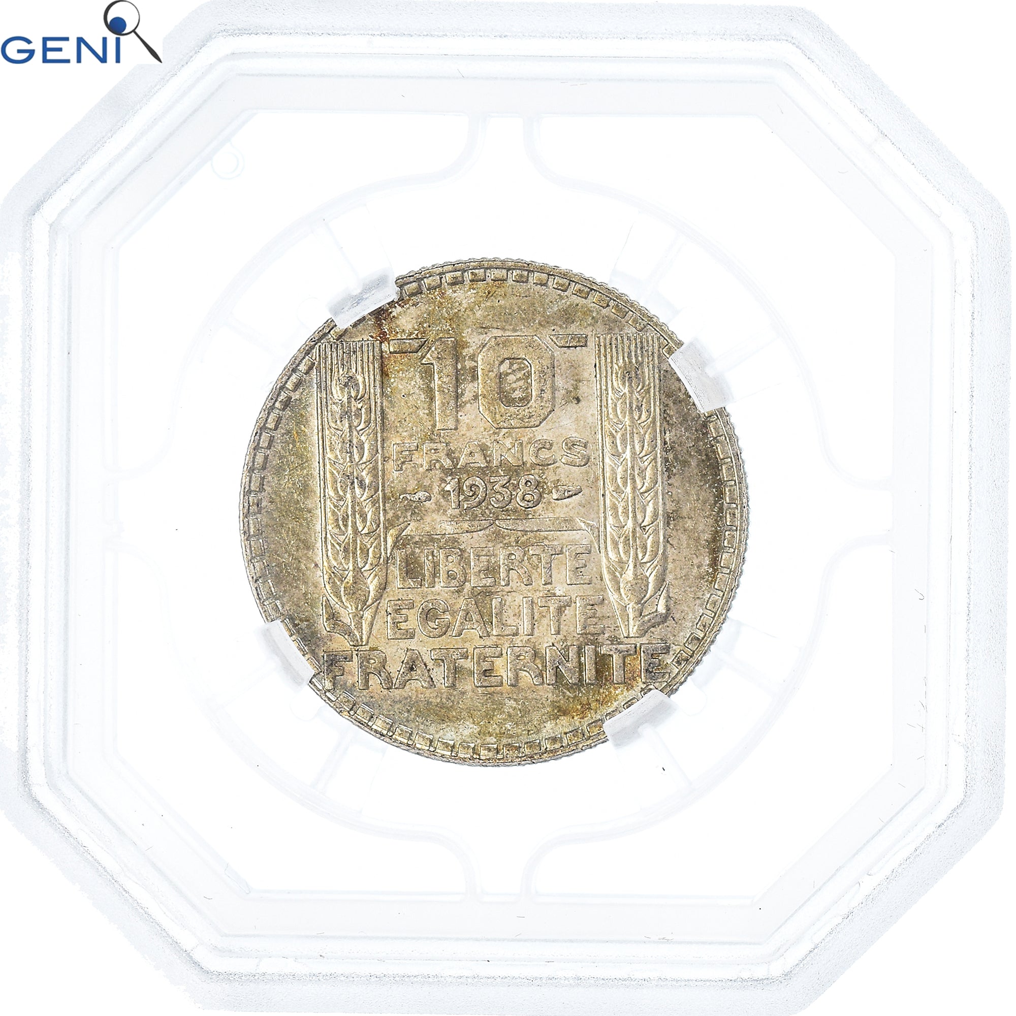 Münze, Frankreich, Turin, 10 Francs, 1938, Paris, GENI, MS64, UNZ+, Silber