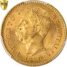 Moneta, Italia, Umberto I, 20 Lire, 1881, Rome, PCGS, MS65, FDC, Oro, KM:21