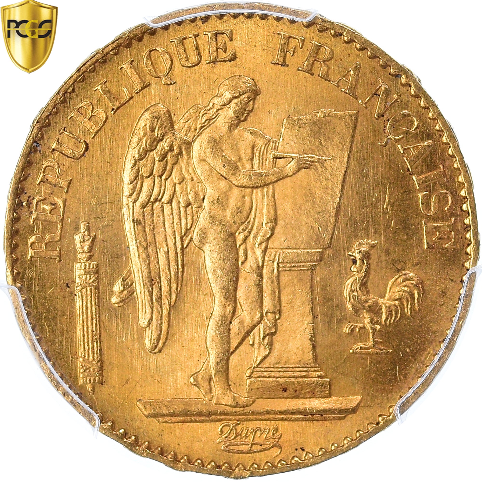 Monnaie, France, Génie, 20 Francs, 1876, Paris, PCGS, MS65+, FDC, Or