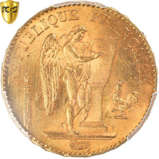 Moneta, Francia, Génie, 20 Francs, 1877, Paris, PCGS, MS65, FDC, Oro, KM:825