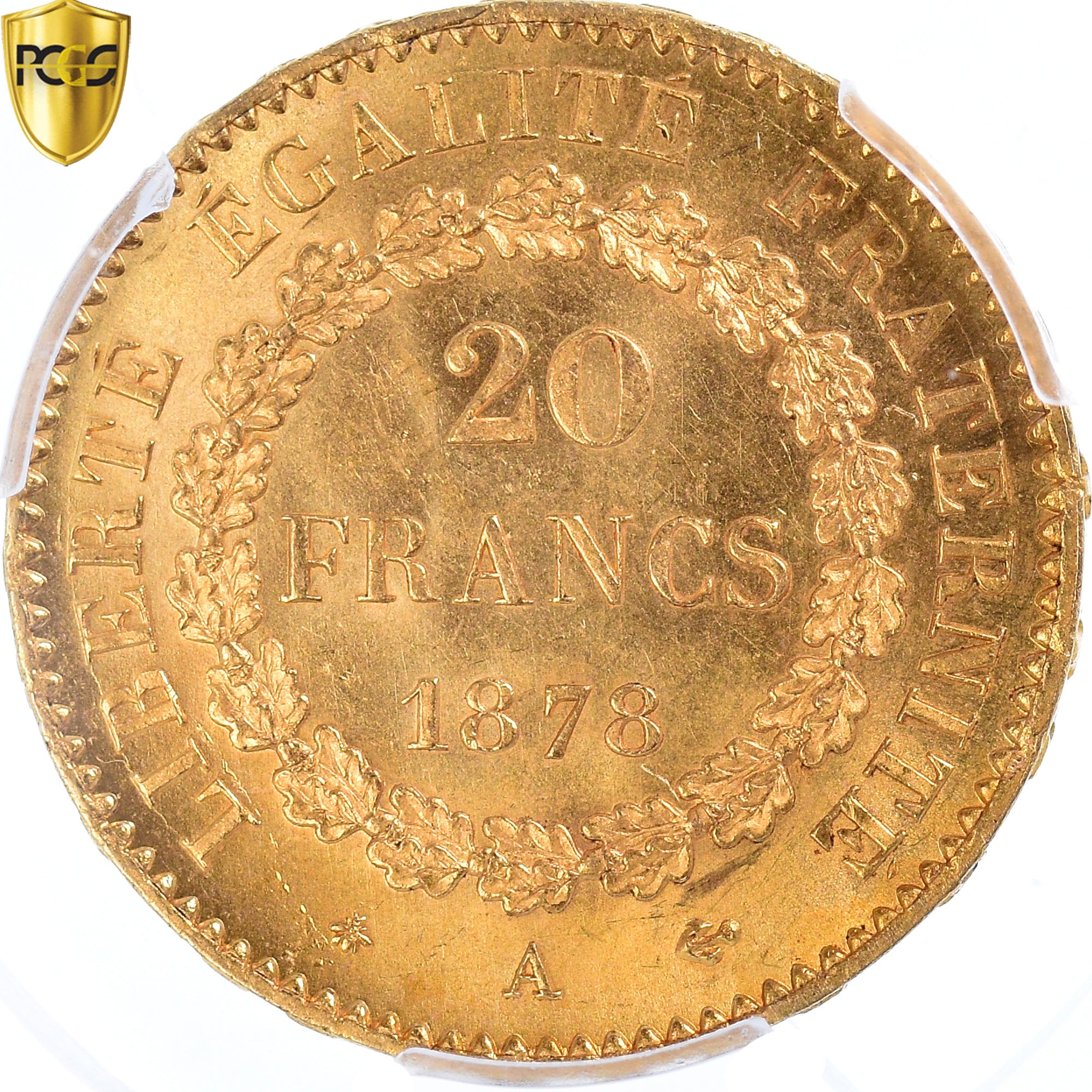 Coin, France, Génie, 20 Francs, 1878, Paris, PCGS, MS66, MS(65-70), Gold