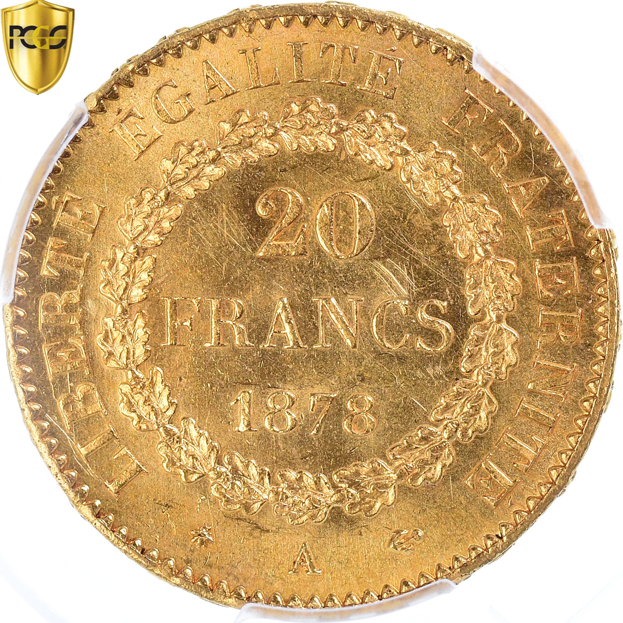 Coin, France, Génie, 20 Francs, 1878, Paris, PCGS, MS65, MS(65-70), Gold