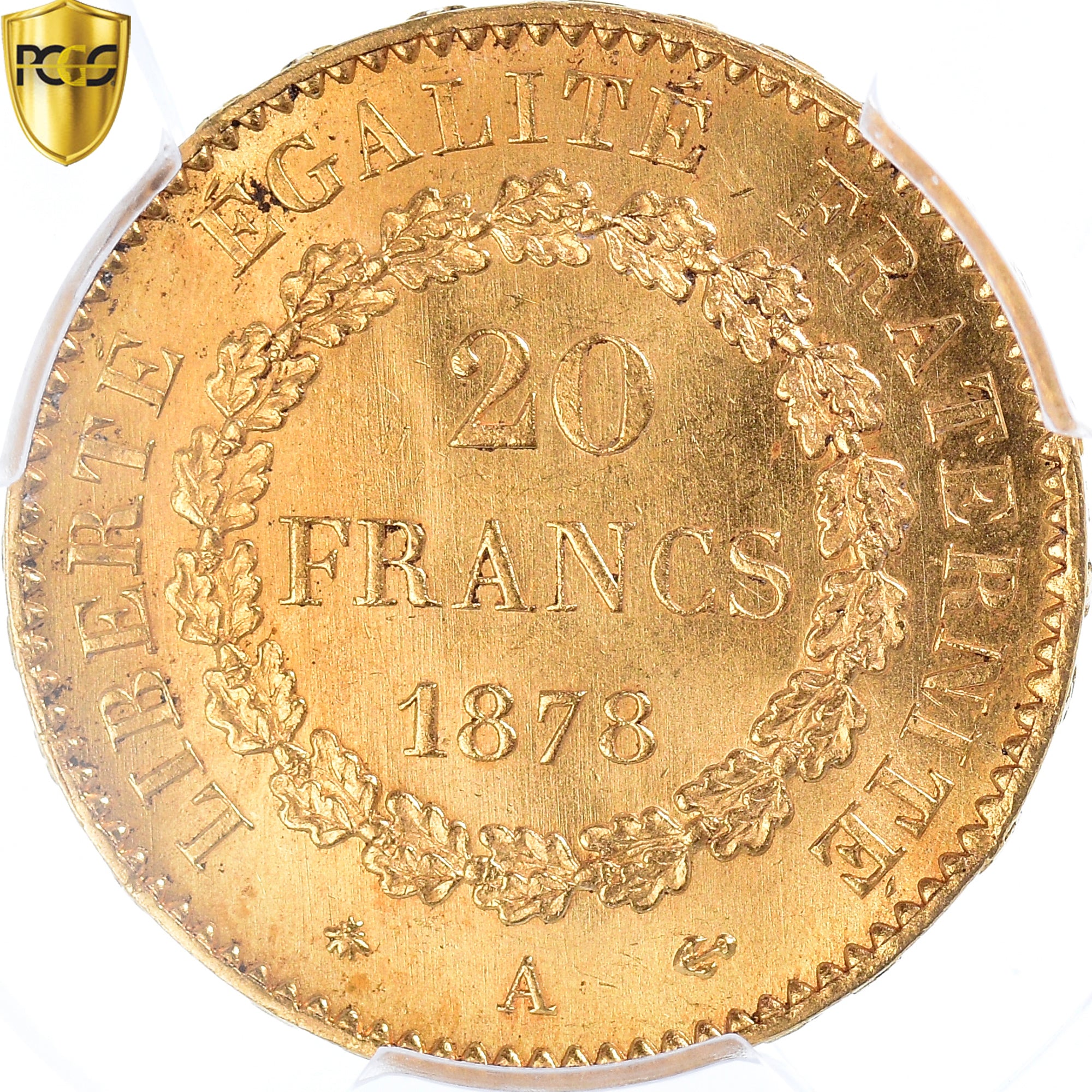 Coin, France, Génie, 20 Francs, 1878, Paris, PCGS, MS66+, MS(65-70), Gold