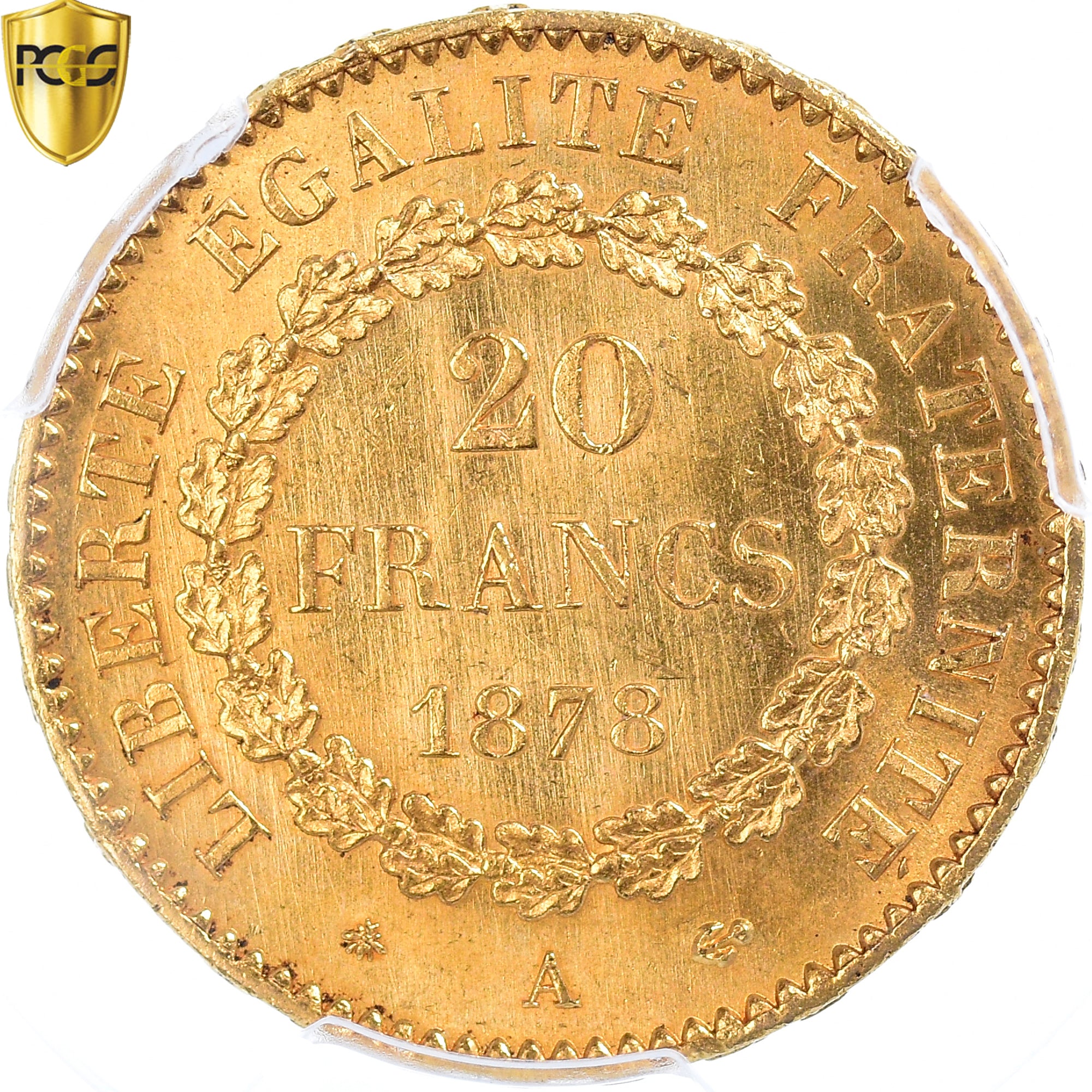 Monnaie, France, Génie, 20 Francs, 1878, Paris, PCGS, MS65, FDC, Or