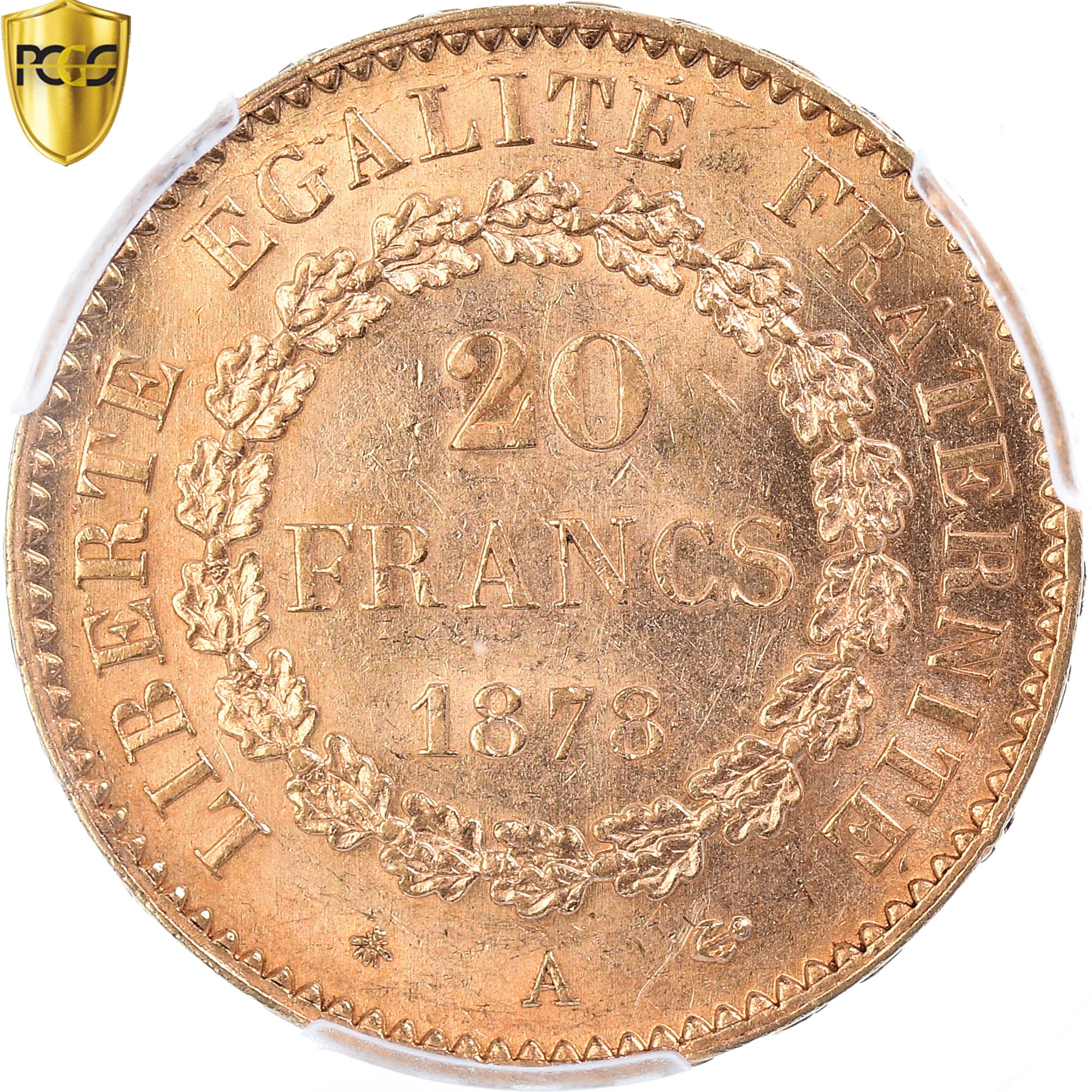 Coin, France, Génie, 20 Francs, 1878, Paris, PCGS, MS63, MS(63), Gold, KM:825