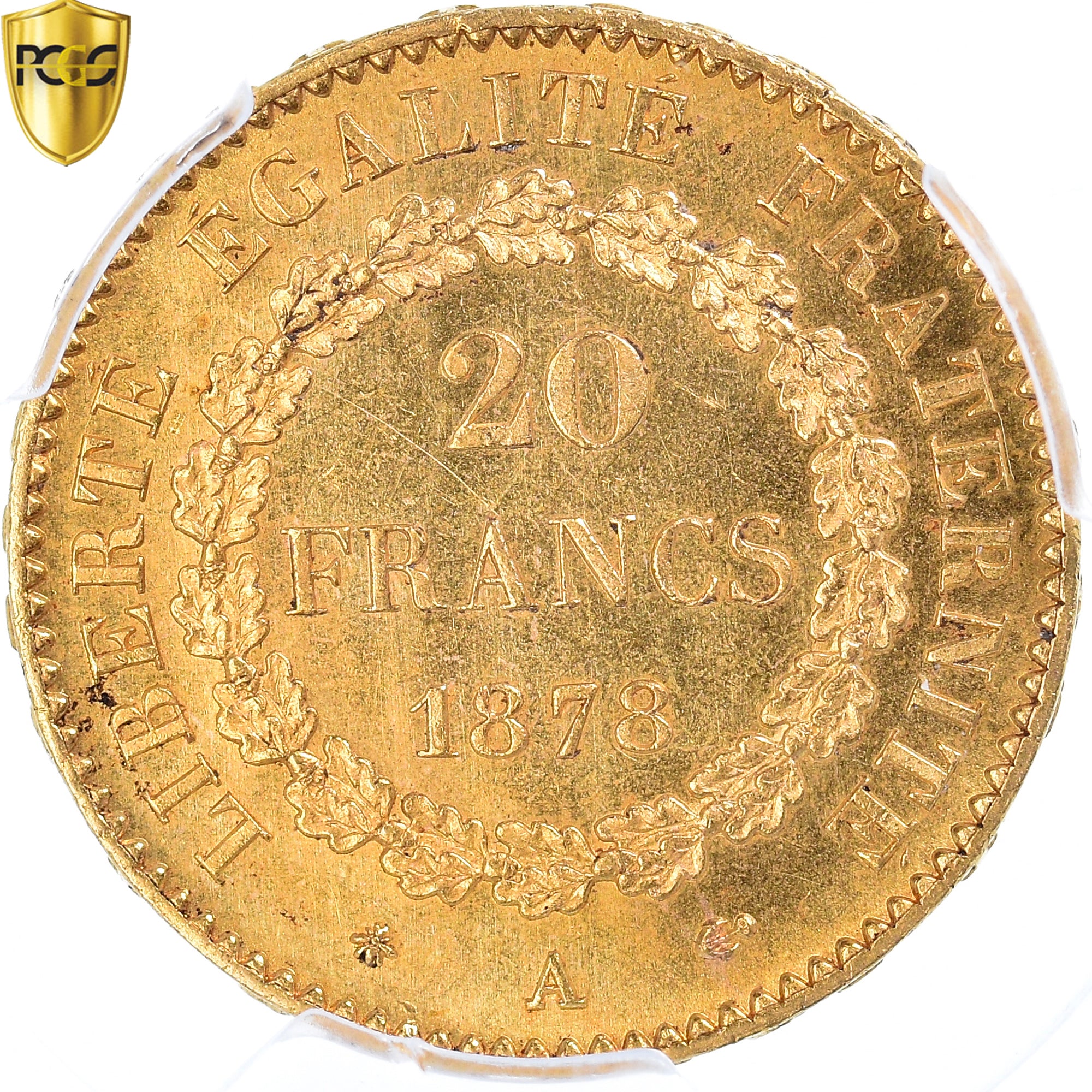 Coin, France, Génie, 20 Francs, 1878, Paris, PCGS, MS65, MS(65-70), Gold