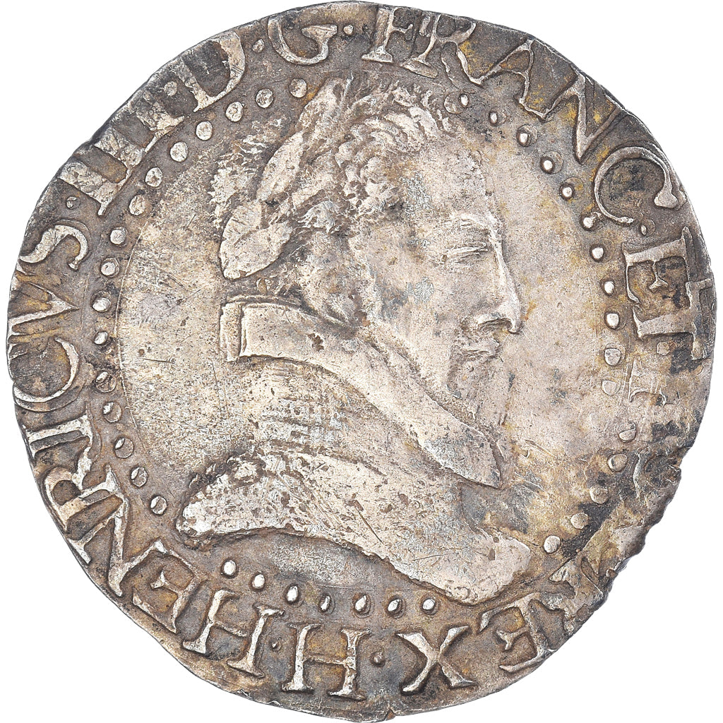 Coin, France, Henri III, 1/2 Franc au col plat, 1587, La Rochelle, AU(55-58)