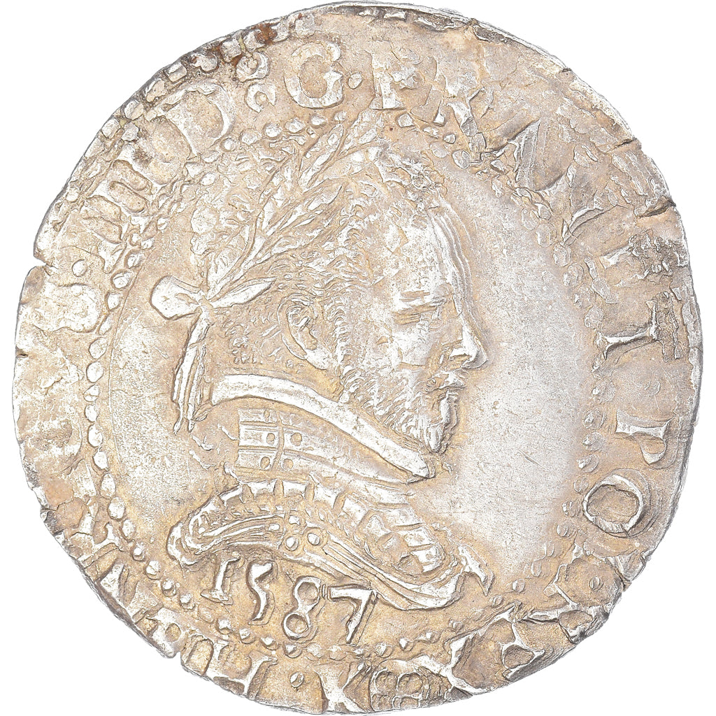 Münze, Frankreich, Henri III, 1/2 Franc au col plat, 1587, Bordeaux, SS+