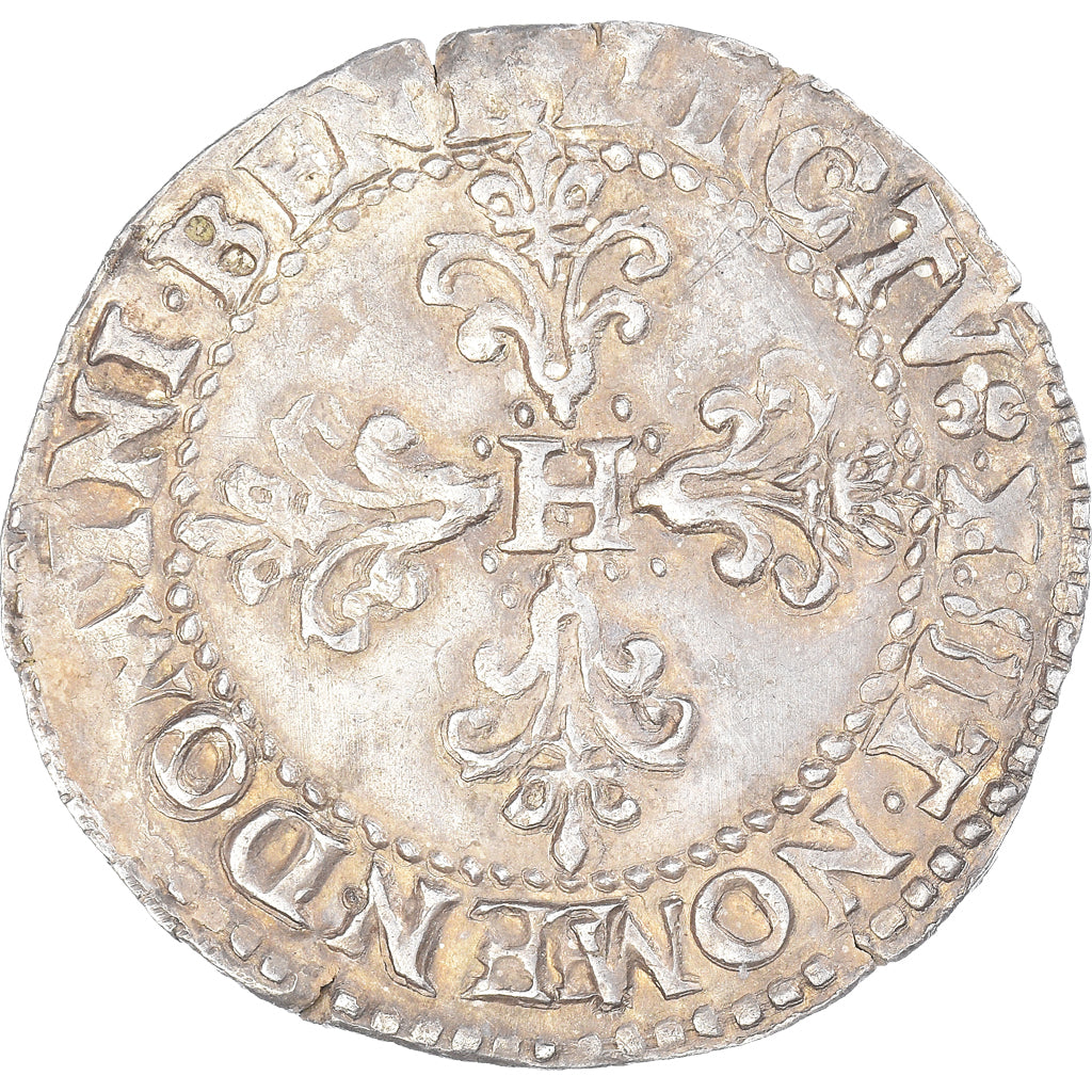 Münze, Frankreich, Henri III, 1/2 Franc au col plat, 1587, Bordeaux, SS+