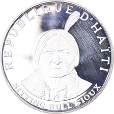 Moneta, Haiti, Sitting Bull Sioux, 10 Gourdes, 1971, Proof, FDC, Argento, KM:80