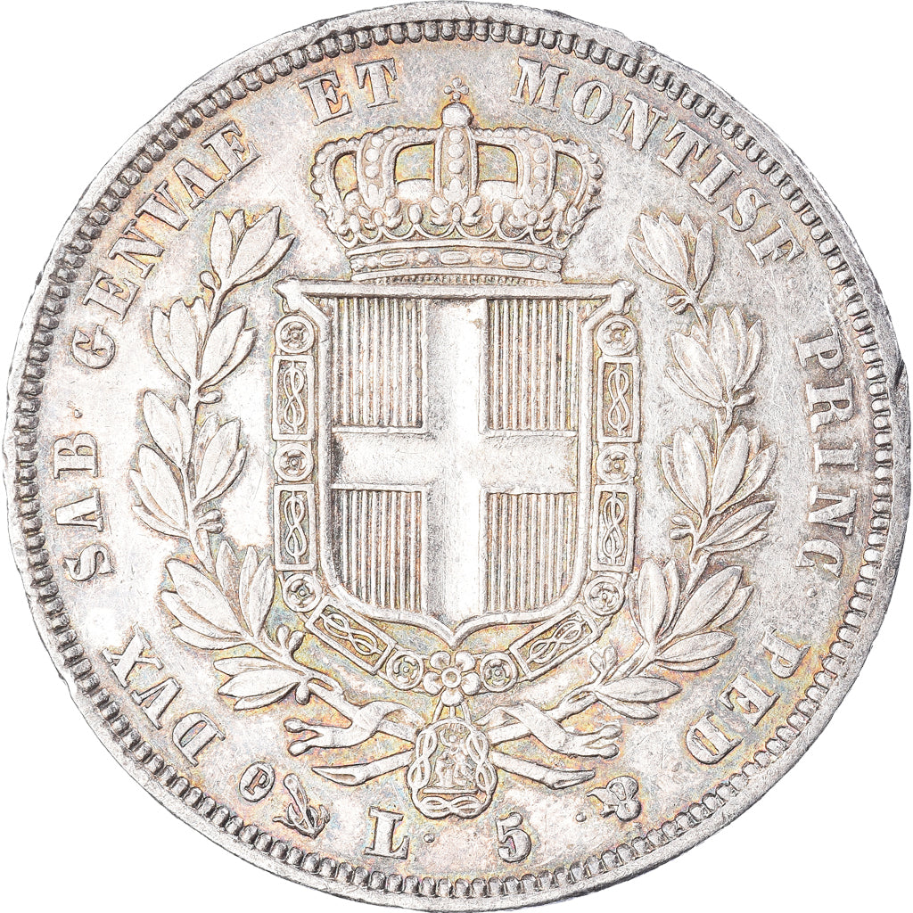 Moneta, STATI ITALIANI, SARDINIA, Carlo Alberto, 5 Lire, 1832, Genoa, BB