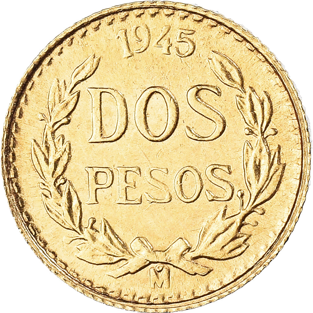 Münze, Mexiko, 2 Pesos, 1945, Mexico City, VZ, Gold, KM:461