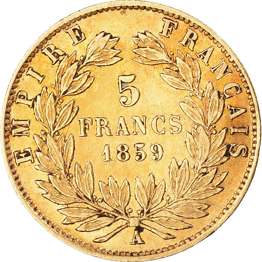 Münze, Frankreich, Napoleon III, 5 Francs, 1859, Paris, SS, Gold, KM:787.1