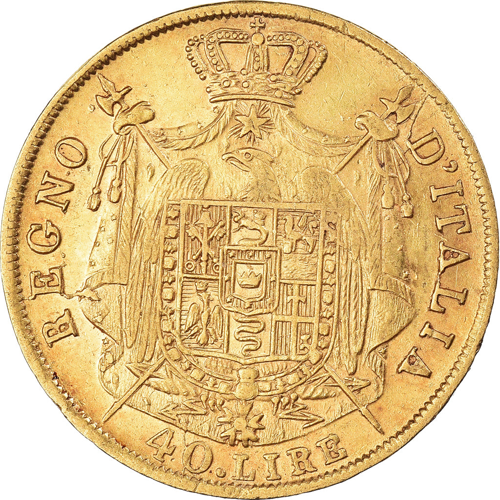 Moeda, ESTADOS ITALIANOS, KINGDOM OF NAPOLEON, Napoleon I, 40 Lire, 1813, Milan