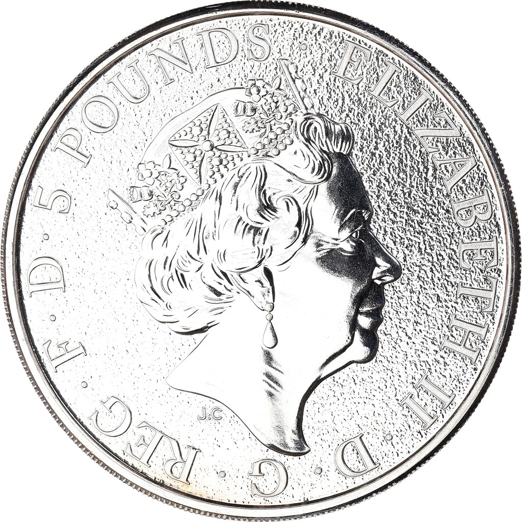 Coin, Great Britain, Elizabeth II, Dragon of Wales, 2 Oz, 5 Pounds, 2017, Proof