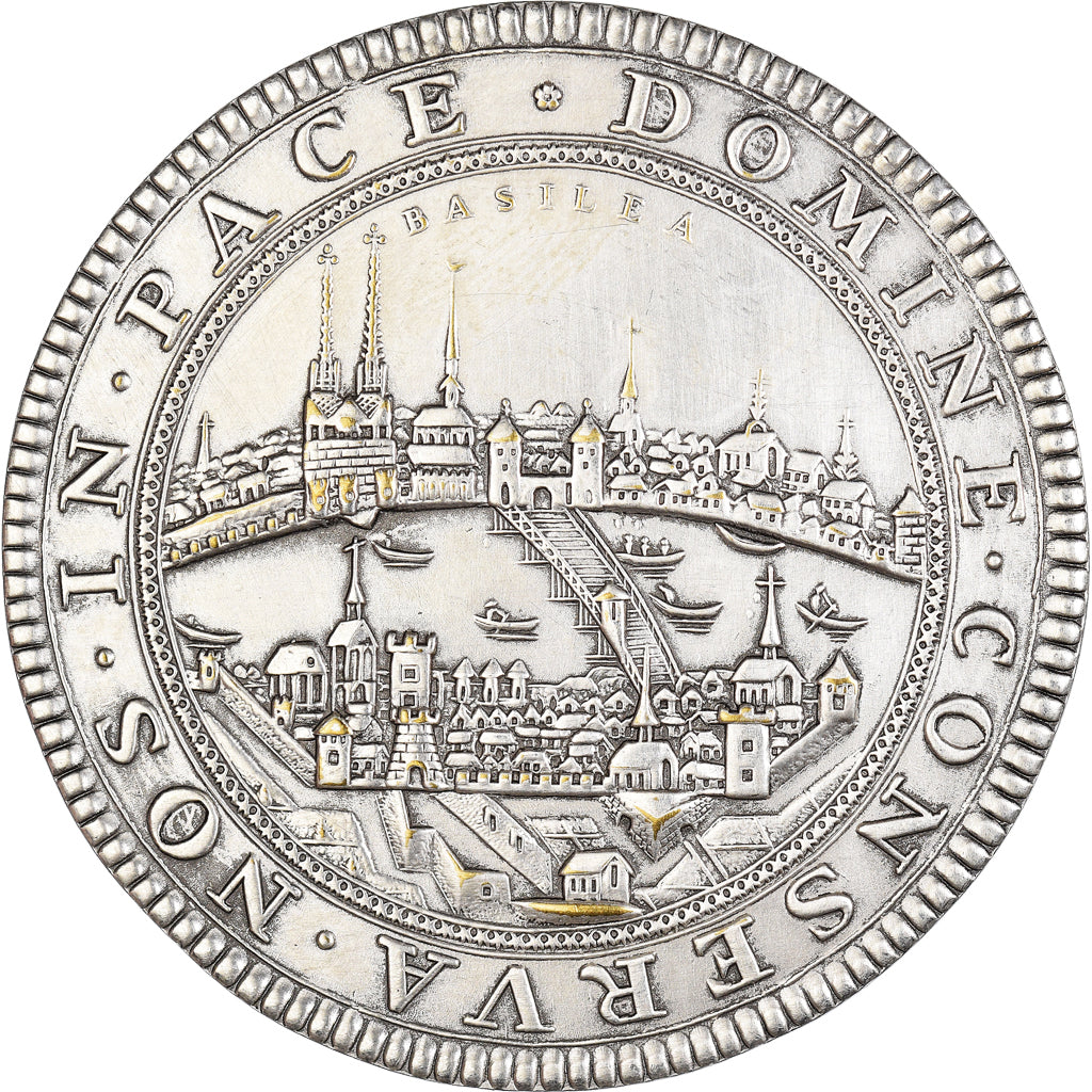 Coin, Switzerland, BASEL, 2 Thaler, 1958, Official restrike, AU(55-58), Silver