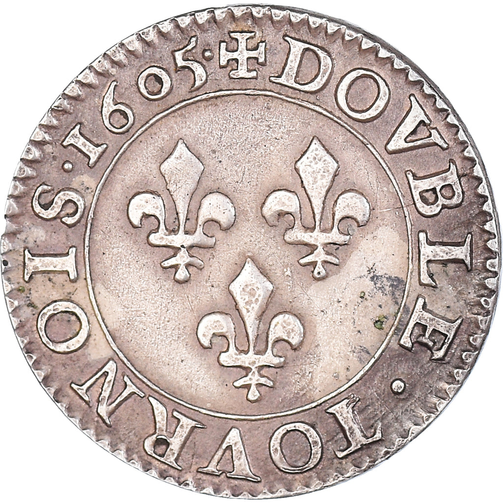 Moneta, Francia, Henri IV, Double Tournois, 1605, Paris, ESSAI, BB+, Argento