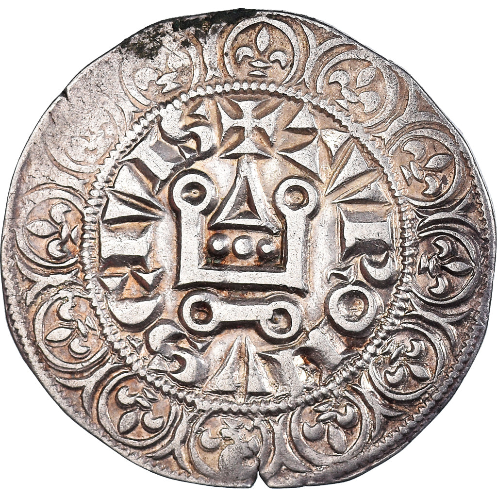 Moneta, Francia, Philip IV, Gros Tournois à l'O rond, BB+, Argento