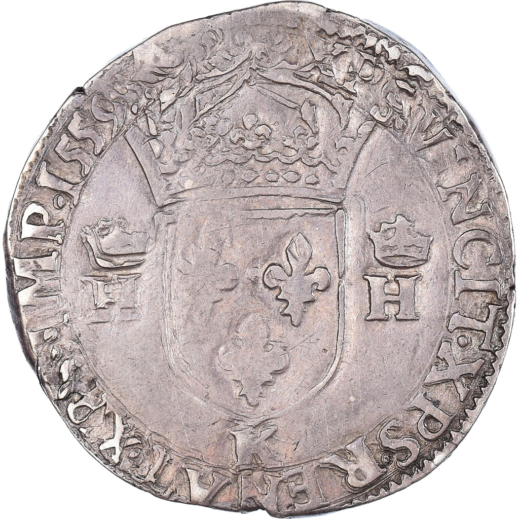 Moneta, Francja, Henri II, Teston à la tête nue, 1559, Bordeaux, VF(20-25)