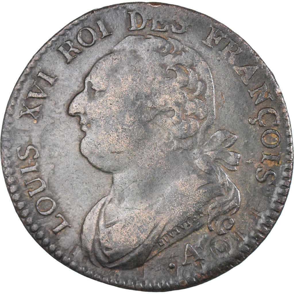 Coin, France, Louis XVI, 12 Deniers, 1791, Paris, Coins choqués, VF(30-35)