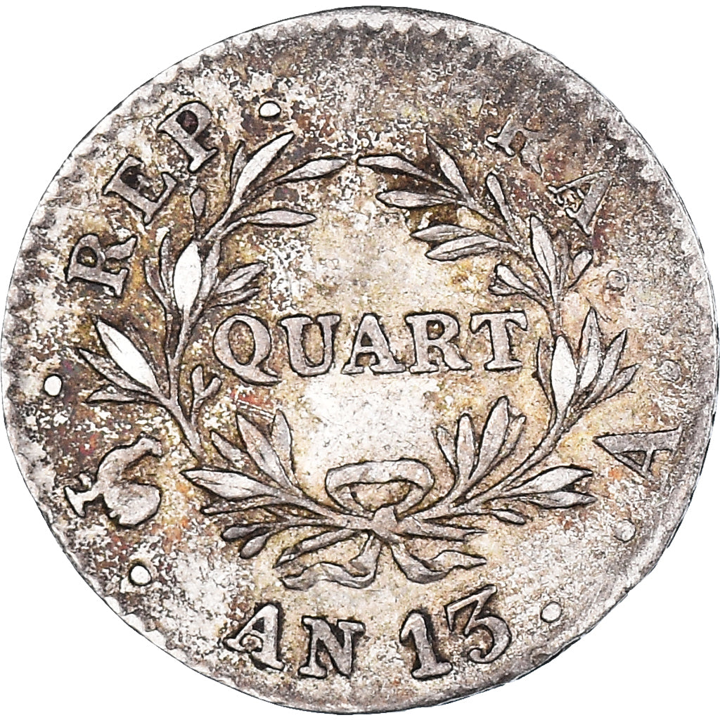 Munten, Frankrijk, Napoleon I, 1/4 Franc, AN 13, Paris, ZF, Zilver, KM:654.1, Le